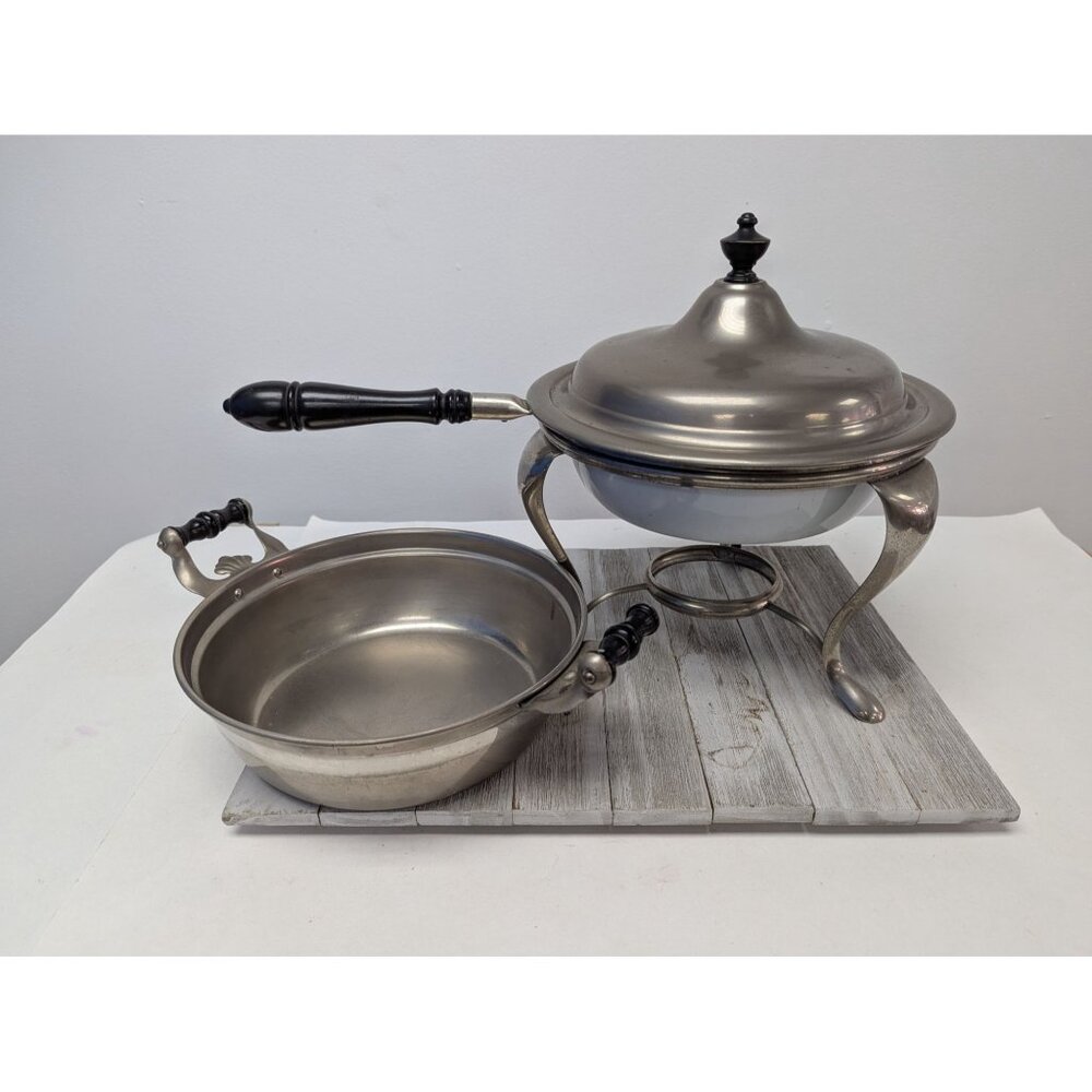 Vintage Manning Bowman Chafing Dishes With Lid Insert Dish And Stand Marked